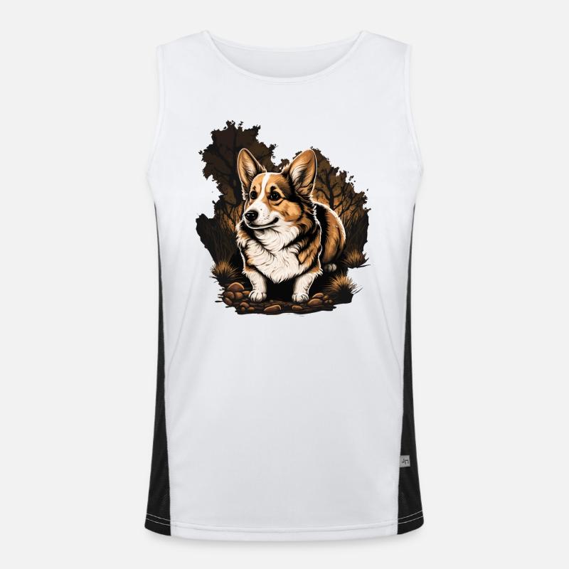 In den Wald Corgi Funktionelles Kontrast-Tank Top für Männer 