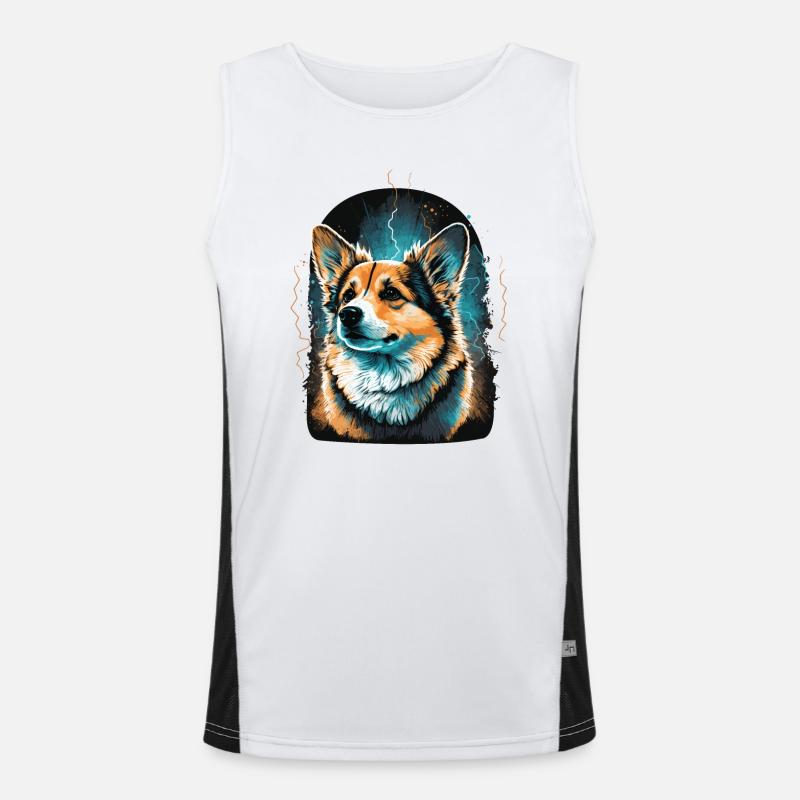Leuchtender Corgi Funktionelles Kontrast-Tank Top für Männer 