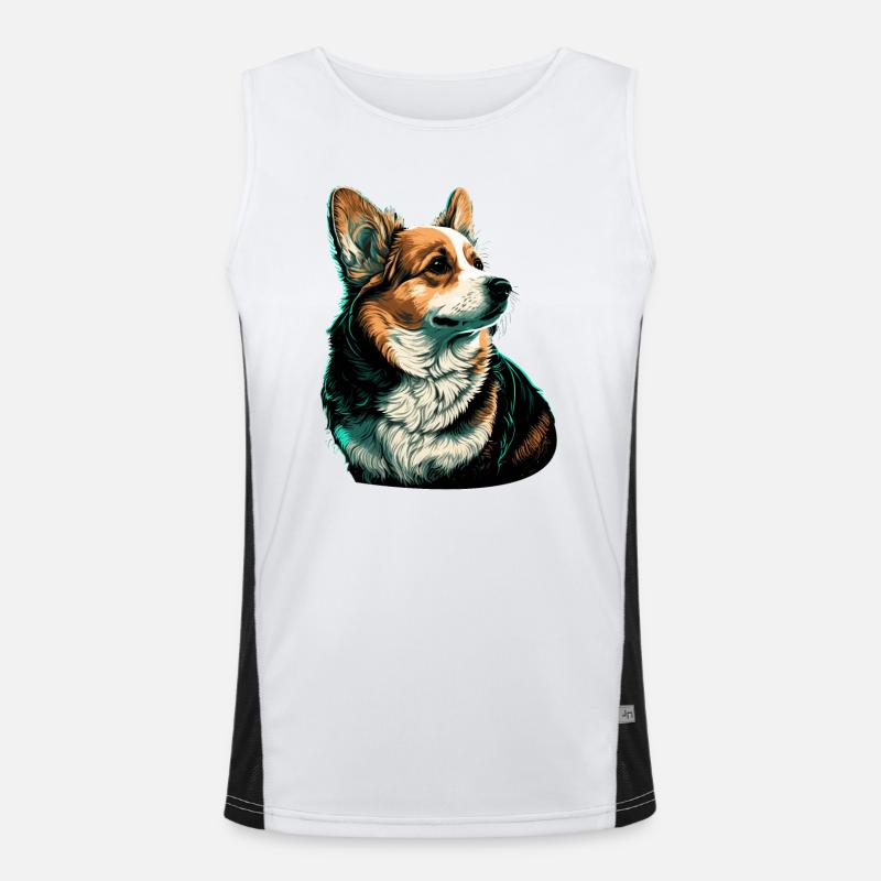 Brave Looking Corgi Men's Functional Contrast Tank Top 