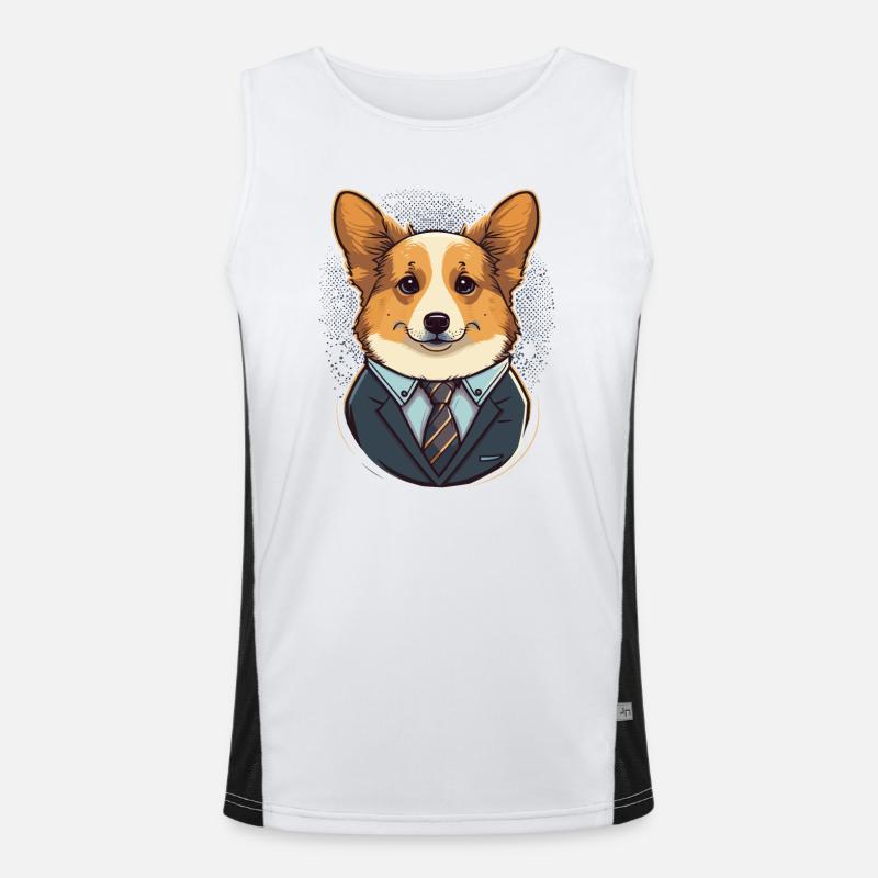 Cute Corgi Illustration Men's Functional Contrast Tank Top 