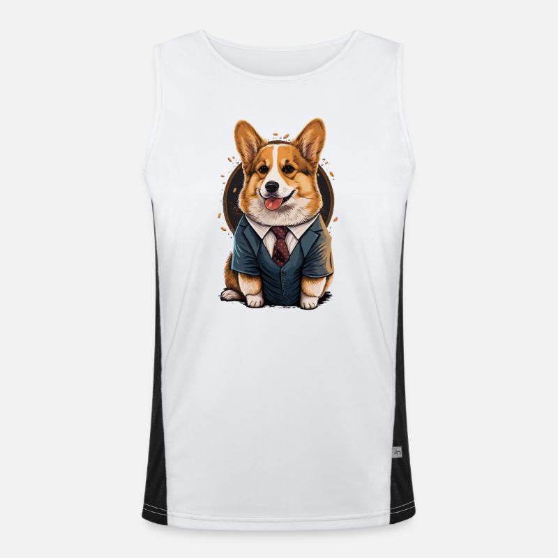 Chien Corgi espiègle Débardeur respirant contrasté Homme 