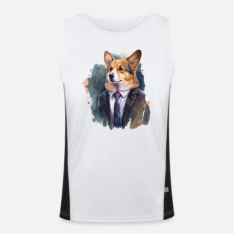 Classy Looks Corgi Men's Functional Contrast Tank Top 