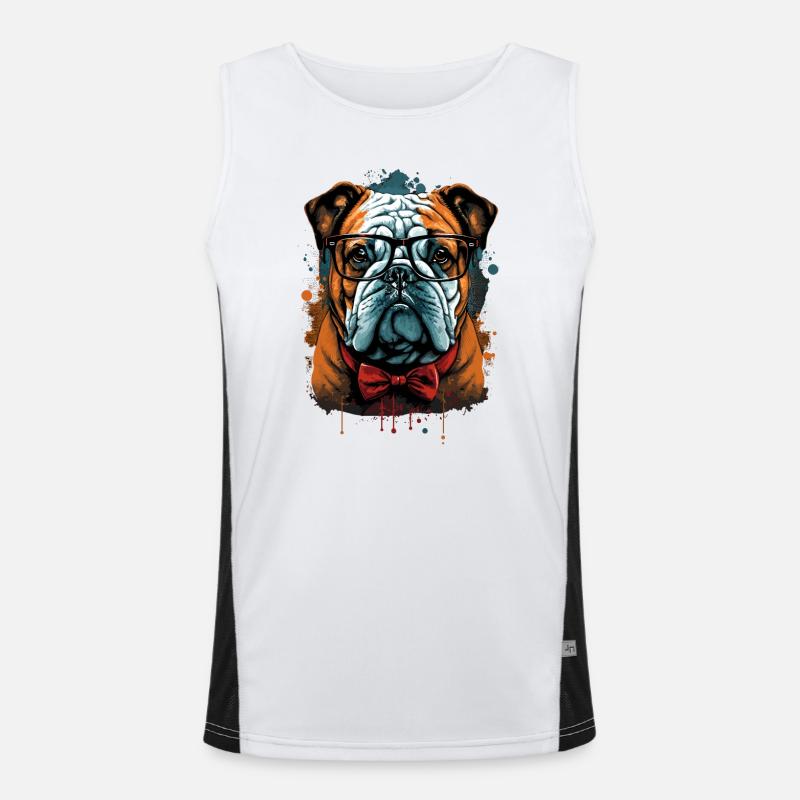 Smart Bulldog With Bowtie Men's Functional Contrast Tank Top 