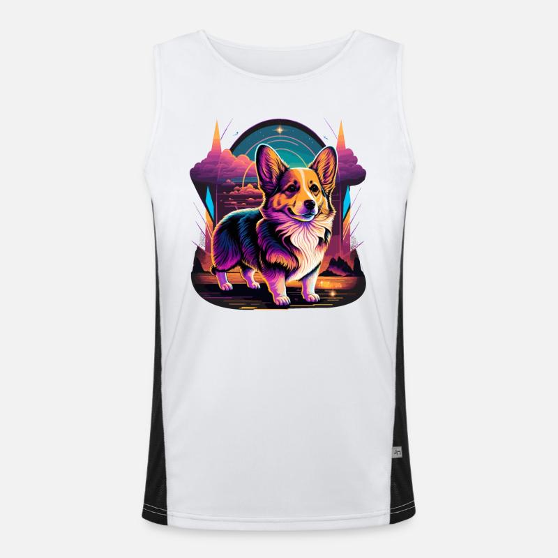 Brave Looks Stil Corgi Funktionelles Kontrast-Tank Top für Männer 
