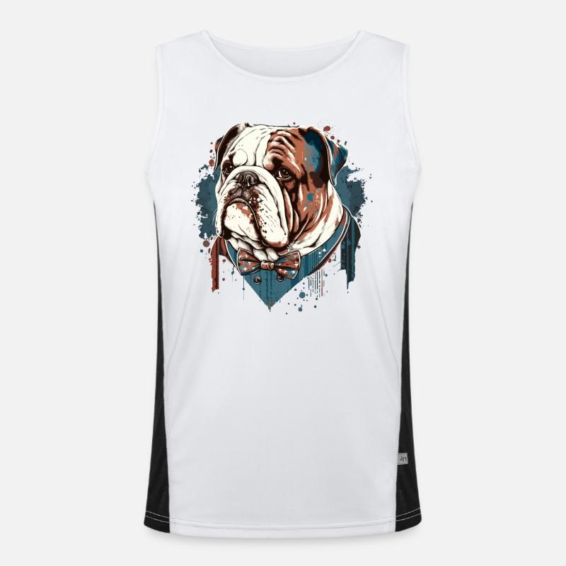 Bulldog With Cute Bowtie Men's Functional Contrast Tank Top 