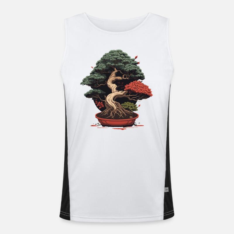 Bonsai Tree Design Men's Functional Contrast Tank Top 