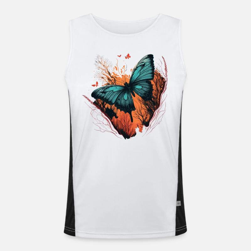 Flinker Schmetterling Funktionelles Kontrast-Tank Top für Männer 