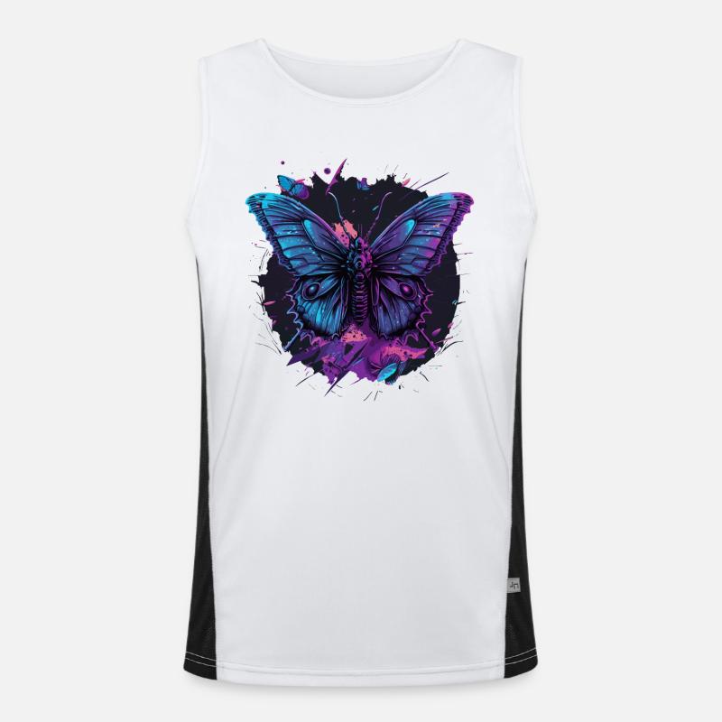 Purple Vaporwave Butterfly Men's Functional Contrast Tank Top 
