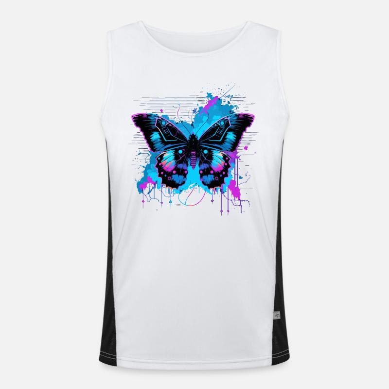 Glowing Blue Butterfly Men's Functional Contrast Tank Top 
