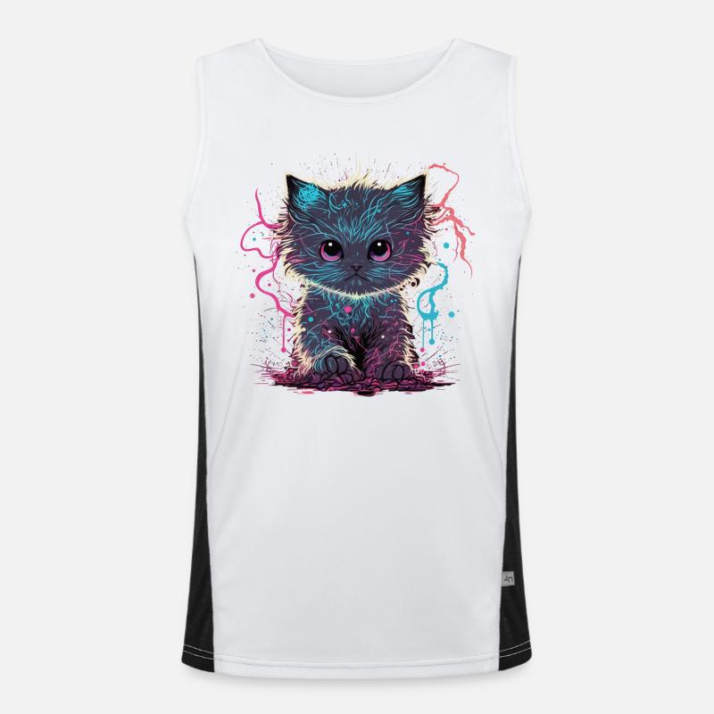 Elektrifiziertes Kätzchen Funktionelles Kontrast-Tank Top für Männer 