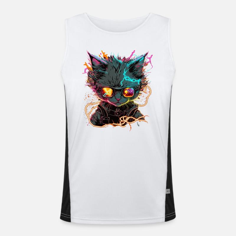 Cybertronic Katze Funktionelles Kontrast-Tank Top für Männer 
