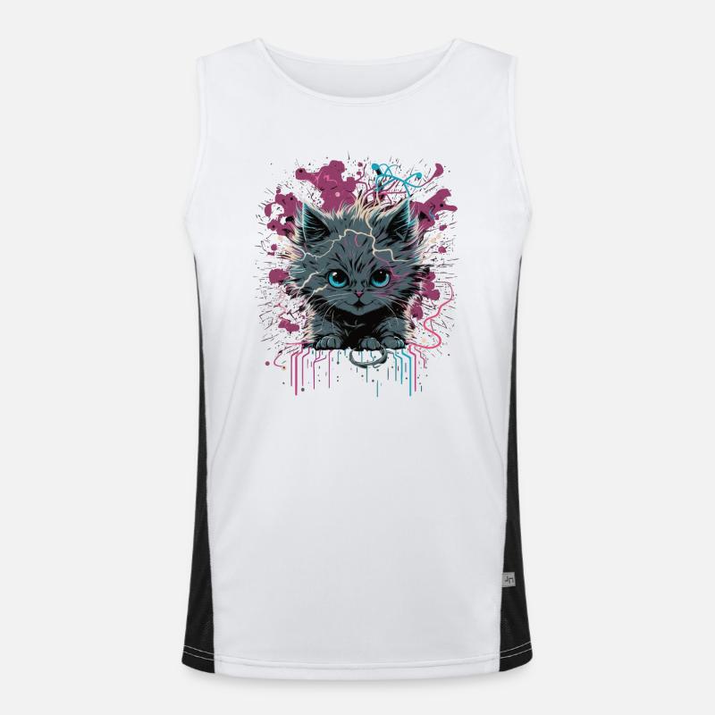 Energie Katze Funktionelles Kontrast-Tank Top für Männer 