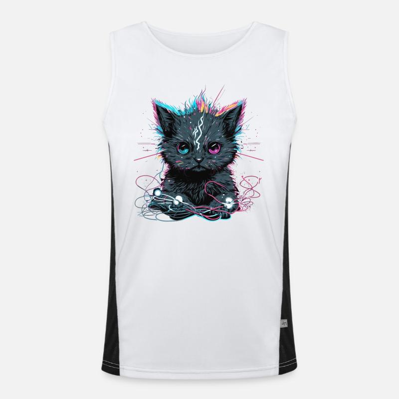 Elektrisch betriebene Katze Funktionelles Kontrast-Tank Top für Männer 