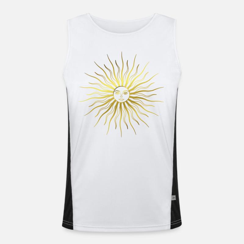 Sun - Sun Rays - Sun Face - Rays Men's Functional Contrast Tank Top 