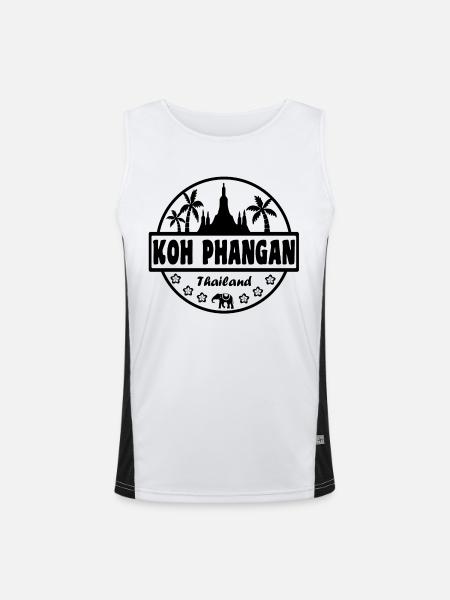 Koh Phangan Thailand - Funktionelles Kontrast-Tank Top für Männer  - Weiß/Schwarz - Vorne