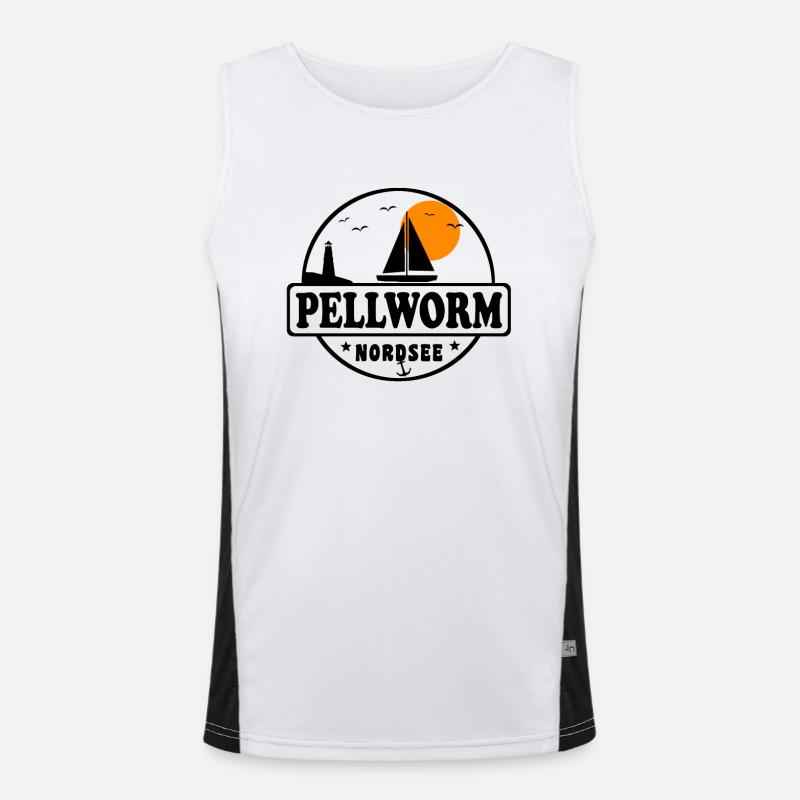 Nordsee Segelboot Leuchtturm Pellworm Funktionelles Kontrast-Tank Top für Männer 