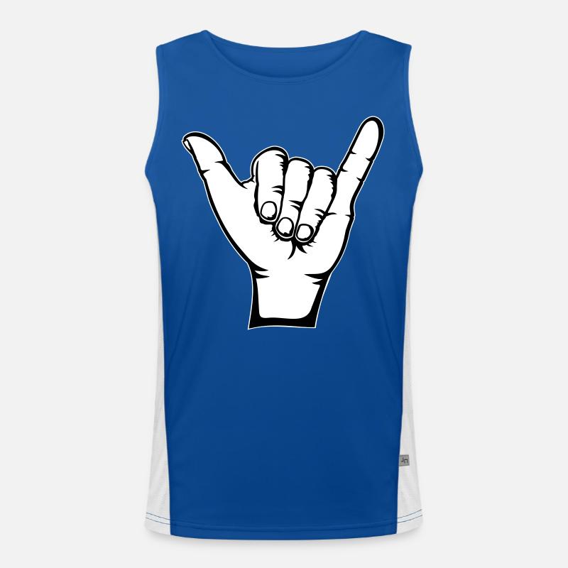 Surfen Symbol Hand Funktionelles Kontrast-Tank Top für Männer 