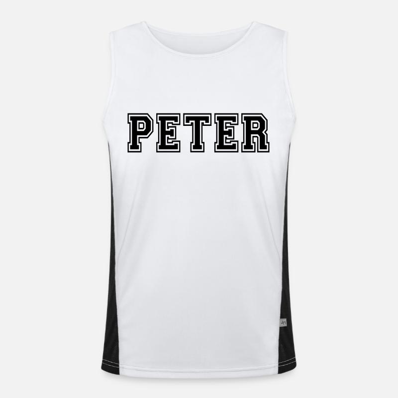 peter - Men's Functional Contrast Tank Top  - white/black