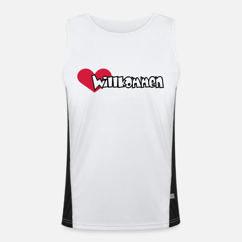 Herzlich Willkommen (2c) - Men's Functional Contrast Tank Top  - white/black