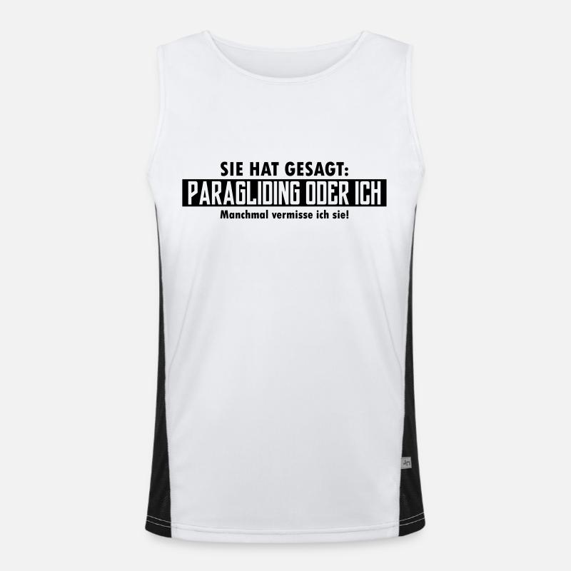 paragliding oder ich - Funktionelles Kontrast-Tank Top für Männer  - Weiß/Schwarz