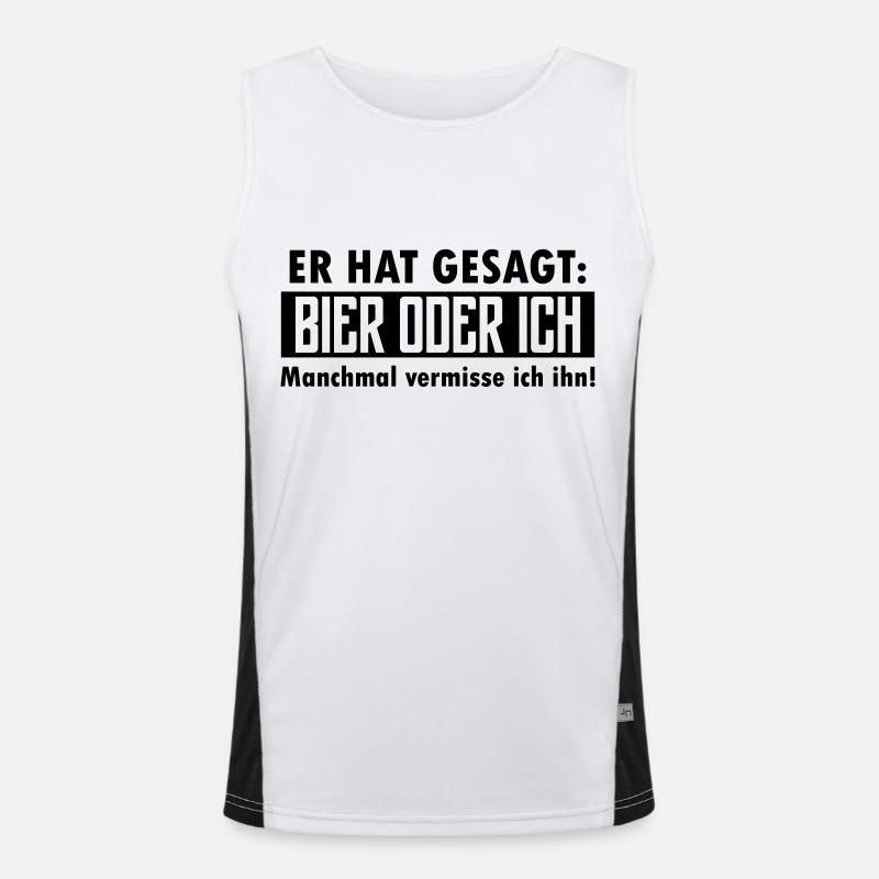 bier oder ich Funktionelles Kontrast-Tank Top für Männer 