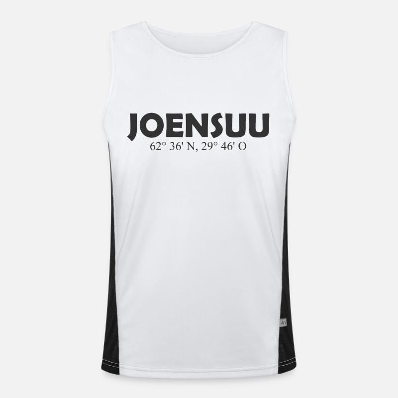 Joensuu - Finland - Coordinates Longitude Latitude Funktionelles Kontrast-Tank Top für Männer 