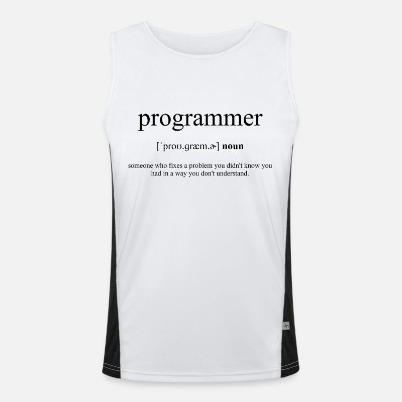 Programmer (Programmierer) Definition Dictionary - Funktionelles Kontrast-Tank Top für Männer  - Weiß/Schwarz