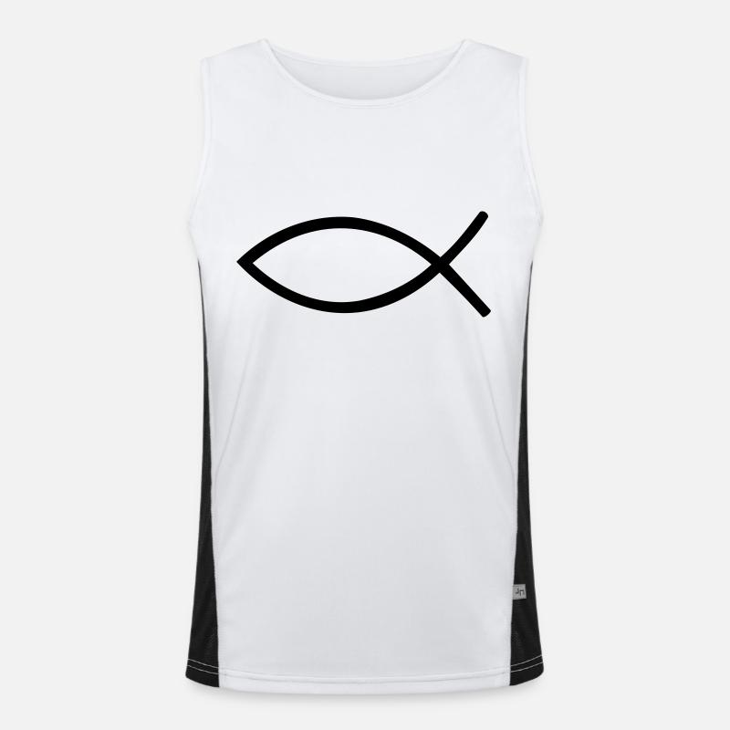 Jesus Fisch Funktionelles Kontrast-Tank Top für Männer 