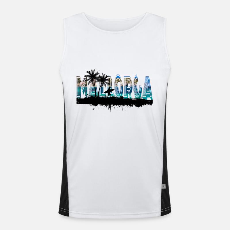 Majorca Summer Sun Beach Sea Palm Trees Party Men's Functional Contrast Tank Top 