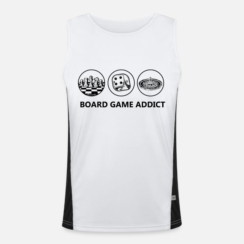 Boardgame Chess Backgammon Game Night - Men's Functional Contrast Tank Top  - white/black