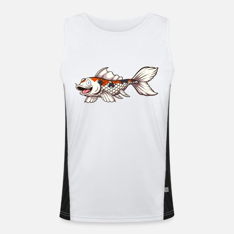 Cute Koi Karp Fish Men's Functional Contrast Tank Top 