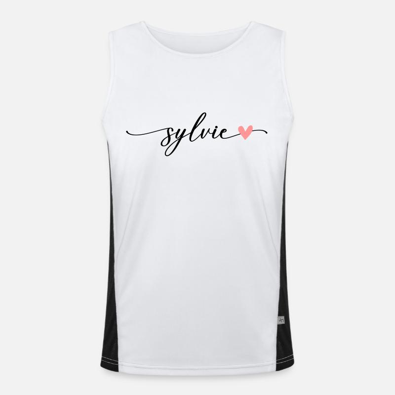 Sylvie Name Calligraphy Font - Men's Functional Contrast Tank Top  - white/black