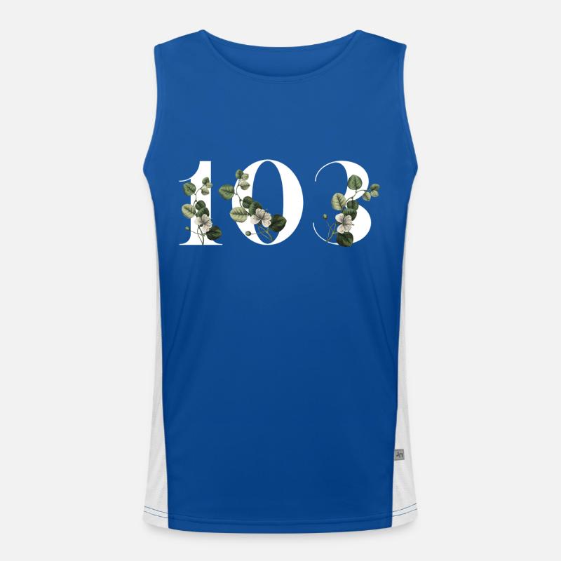 Nummer 103 Blumengrün - 103. Blumengeburtstag Funktionelles Kontrast-Tank Top für Männer 