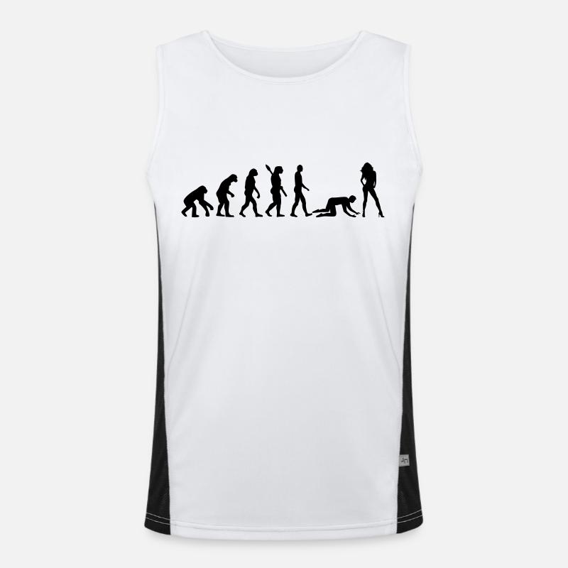 Evolution Ehe - Funktionelles Kontrast-Tank Top für Männer  - Weiß/Schwarz