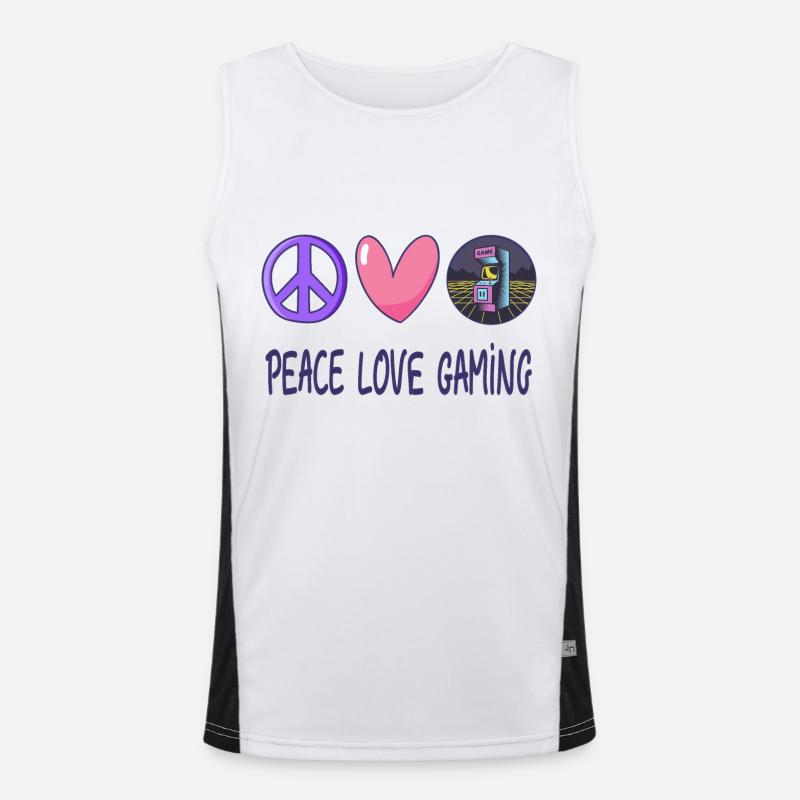 Frieden Liebe Gaming Funktionelles Kontrast-Tank Top für Männer 