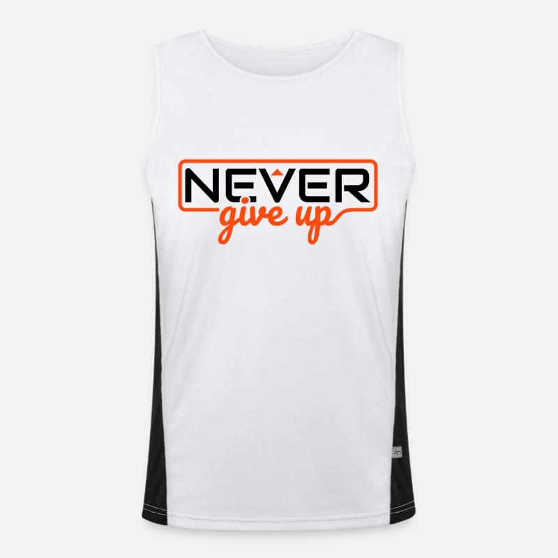 Never Ever Give Up - Men's Functional Contrast Tank Top  - white/black