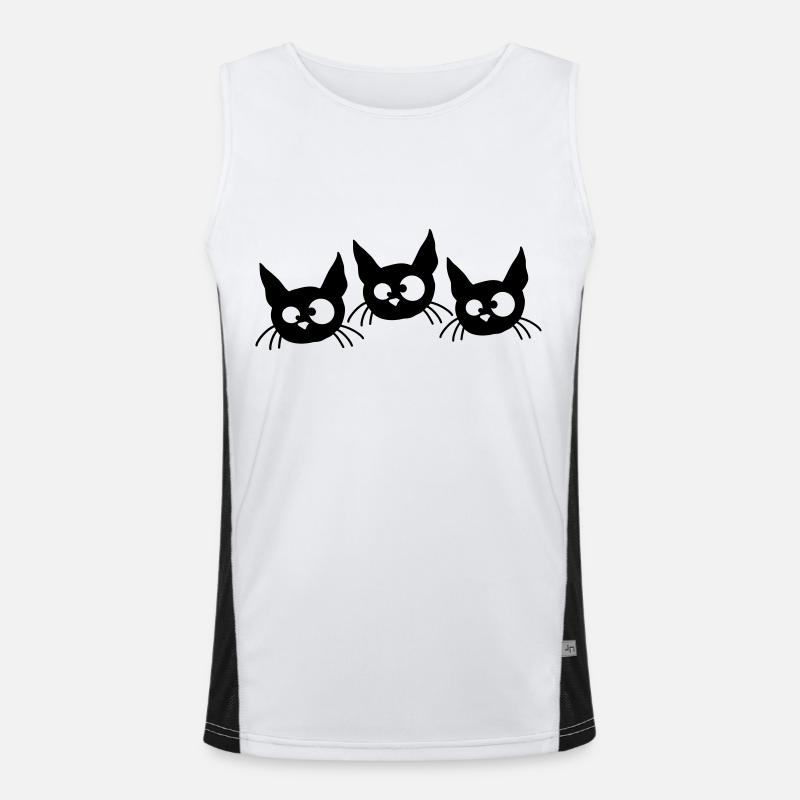Three Cats Squint Funny 3 Crazy Grimaces Men's Functional Contrast Tank Top 
