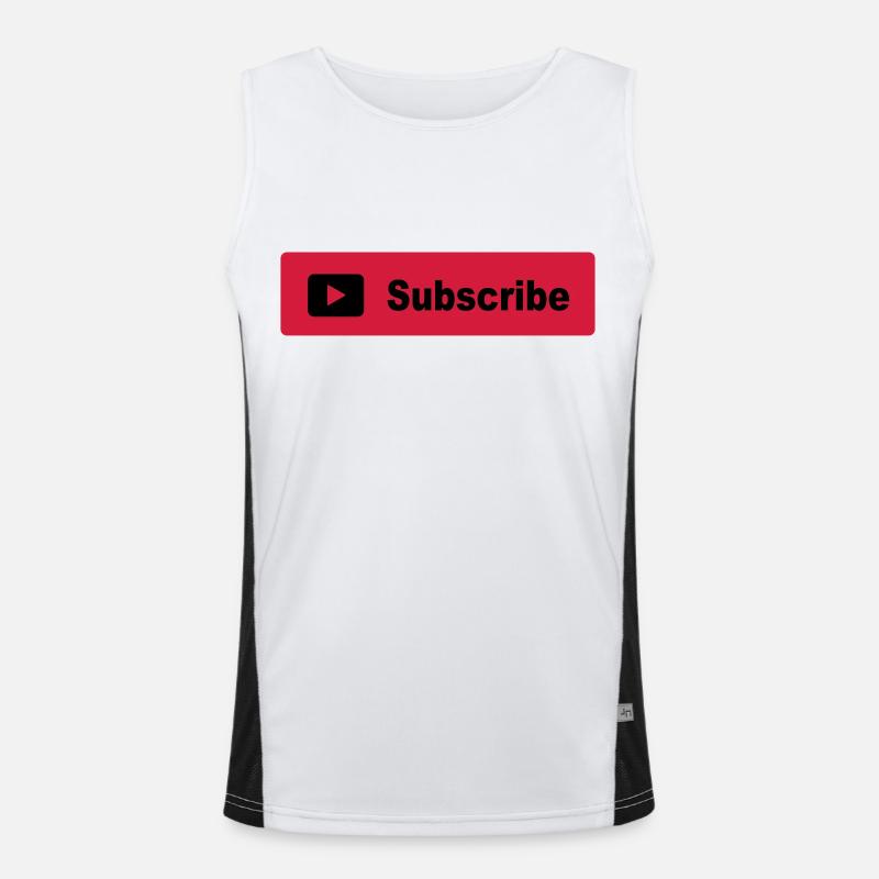 Subscribe Button - Men's Functional Contrast Tank Top  - white/black