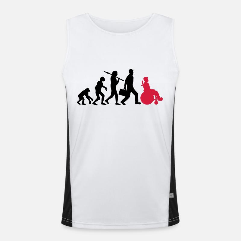 evolution wheelchair development silhouette hindrance - Men's Functional Contrast Tank Top  - white/black