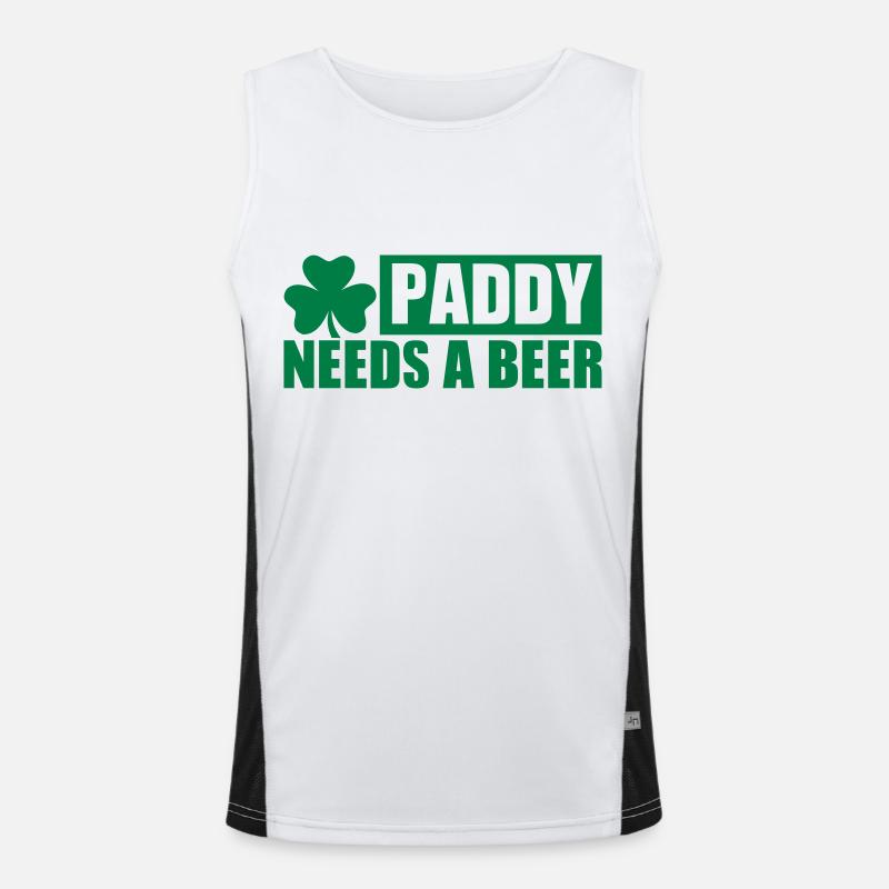 Paddy needs a Beer - Men's Functional Contrast Tank Top  - white/black
