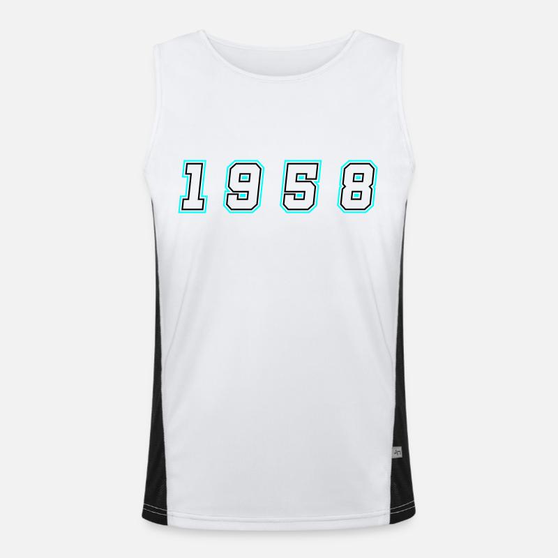 1958 Year Number - Men's Functional Contrast Tank Top  - white/black