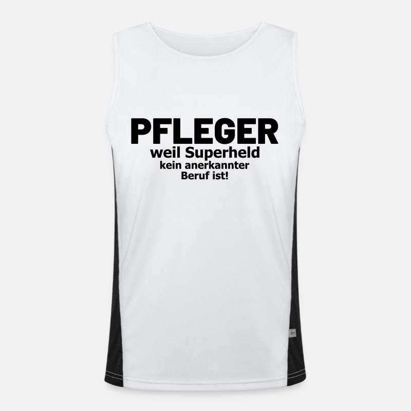 Pfleger Spruch Superheld Funktionelles Kontrast-Tank Top für Männer 