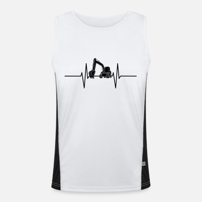 Herzschlag mit Bagger Funktionelles Kontrast-Tank Top für Männer 