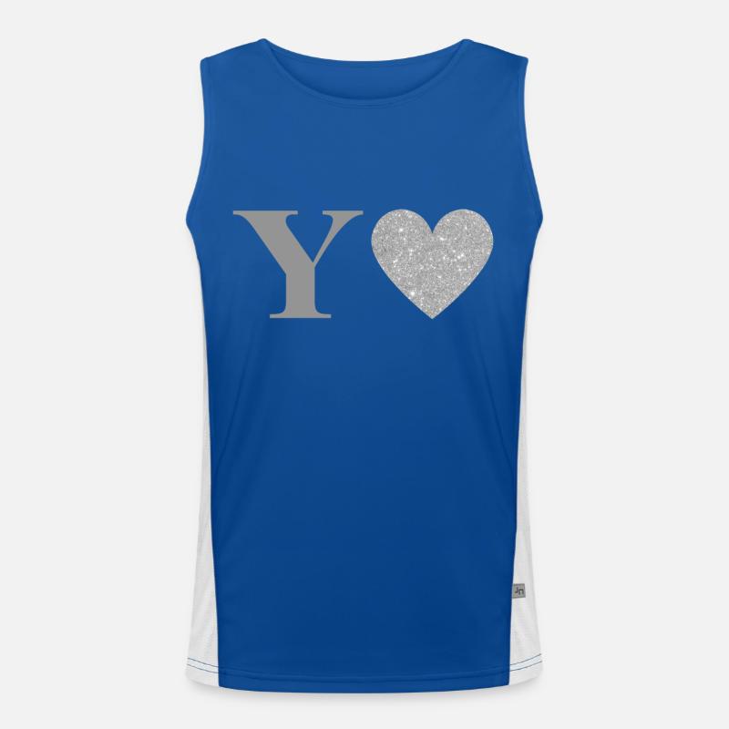 Silberner Herzbuchstabe Funktionelles Kontrast-Tank Top für Männer 