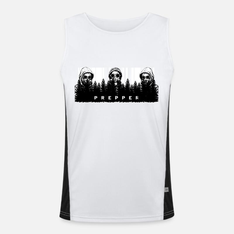 Prepper Code - Men's Functional Contrast Tank Top  - white/black