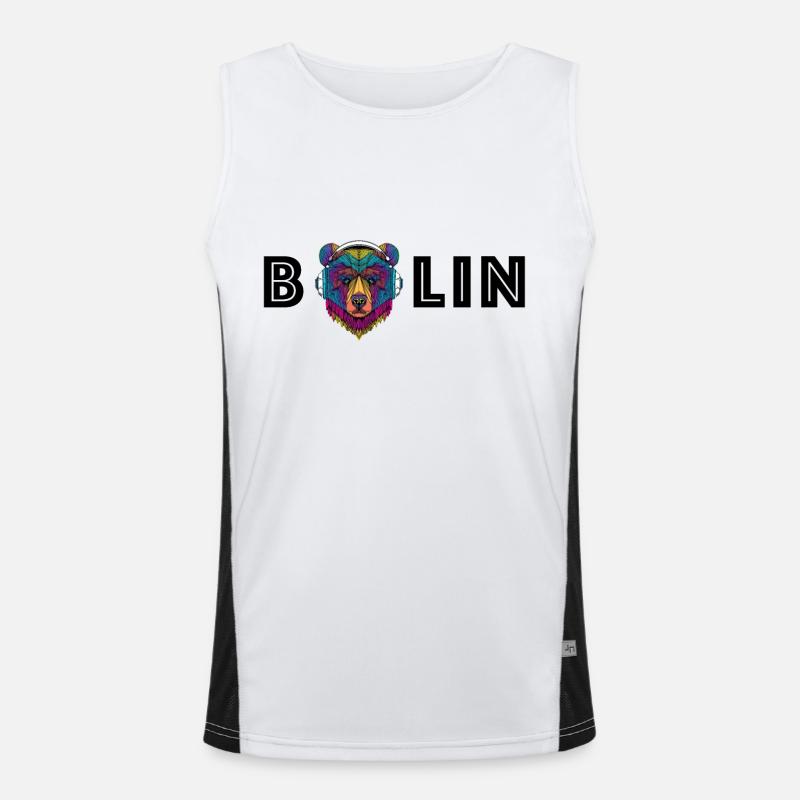 Berlin Bär mit Kopfhörer Funktionelles Kontrast-Tank Top für Männer 