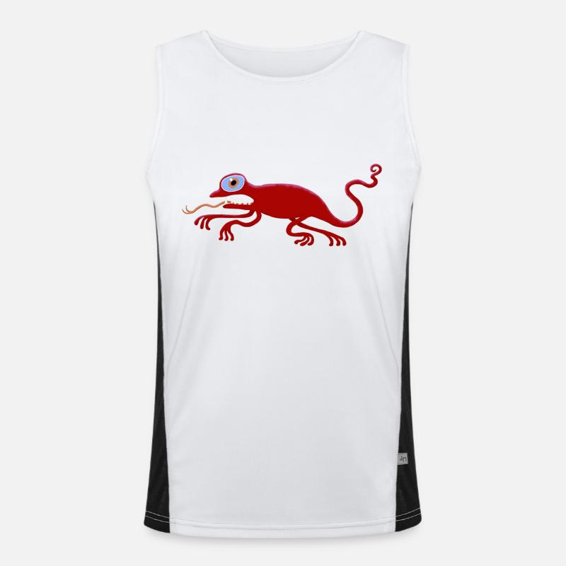 ulkige Echse-rot Funktionelles Kontrast-Tank Top für Männer 