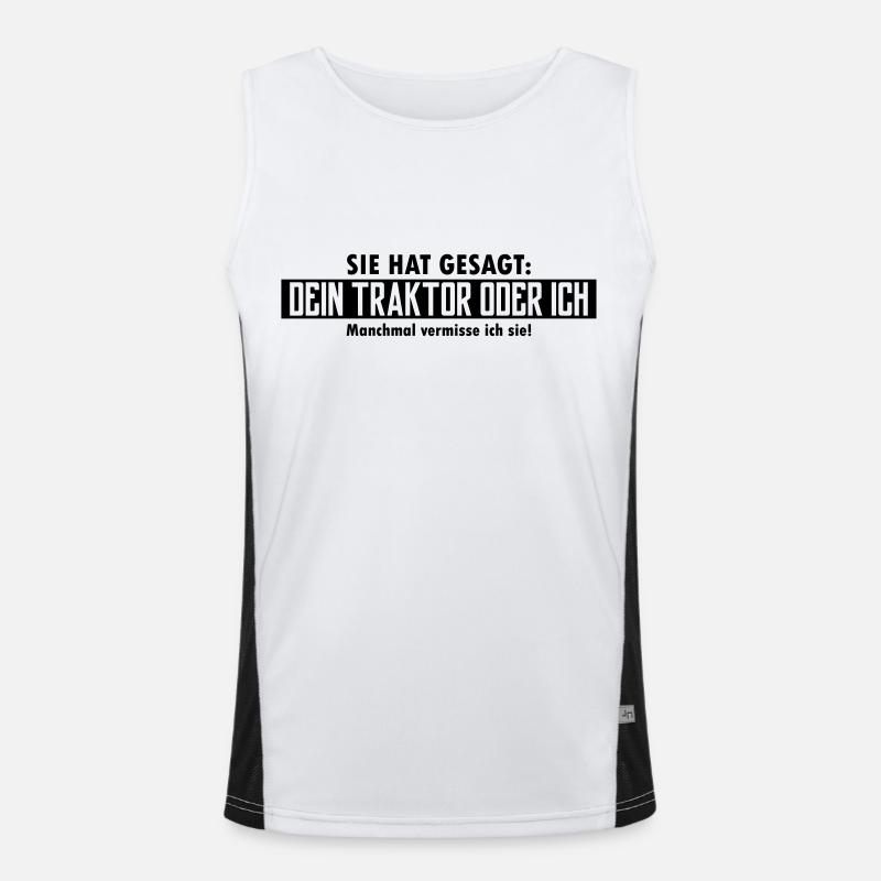 dein traktor oder ich - Funktionelles Kontrast-Tank Top für Männer  - Weiß/Schwarz