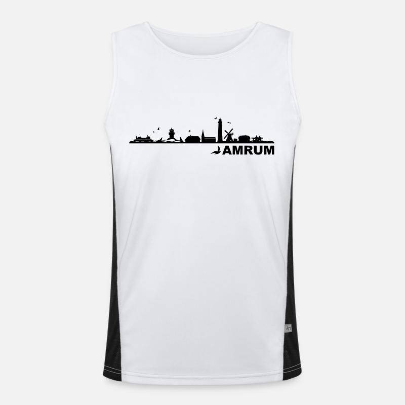 Skyline - Küste Amrum Funktionelles Kontrast-Tank Top für Männer 