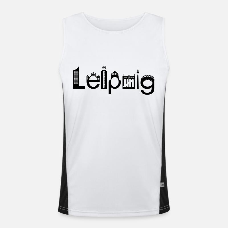 Leipzig Skyline with Landmarks Men's Functional Contrast Tank Top 